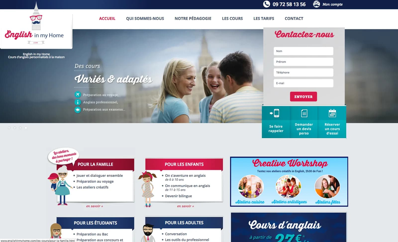 Interface de English in my Home