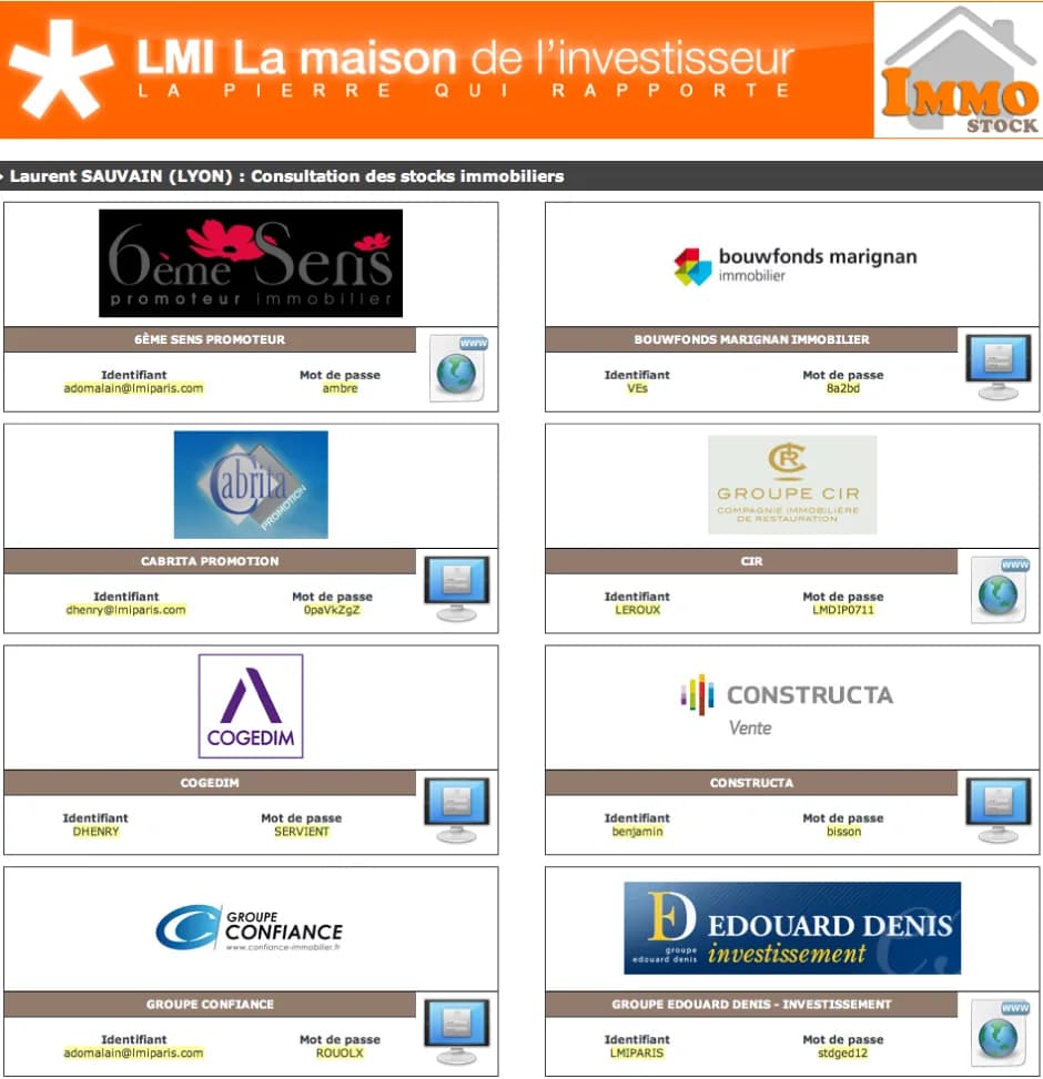 Interface de Immo-Stock
